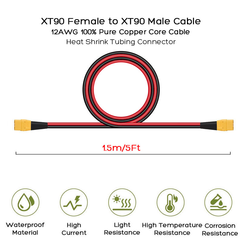 XT90 Male to XT90 Female Cable - đánh giá và giá Outdoor Power Station